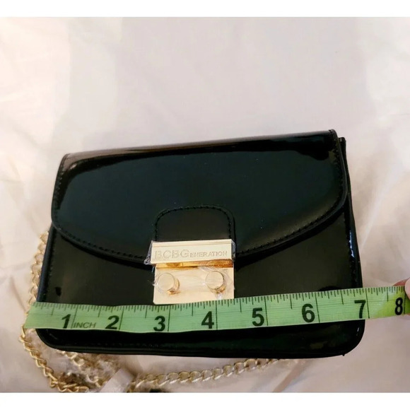 BCBGeneration Milly Black Patent Leather Gold Chain Cross Body Mini Small Purse - Picture 10 of 10